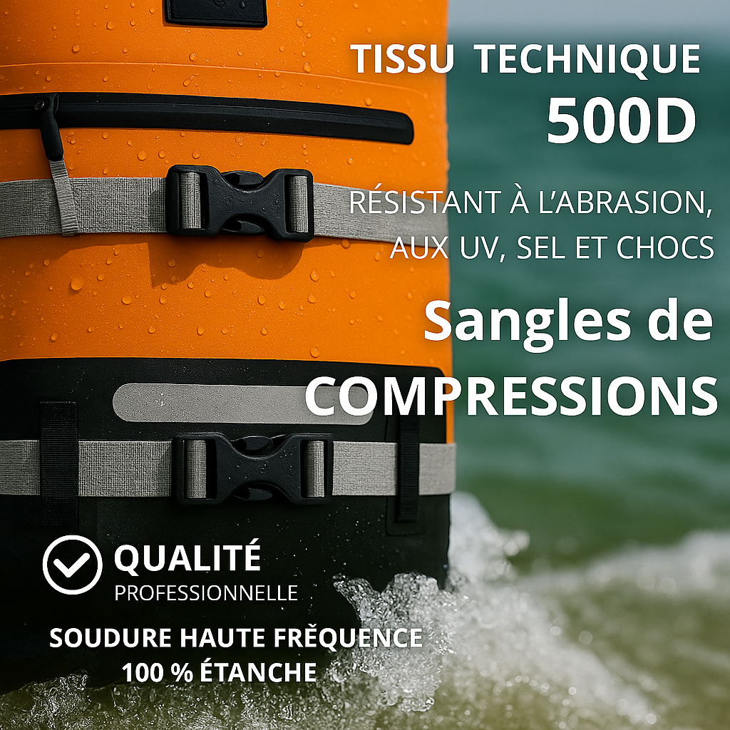 SAC à DOS étanche IPX6-ORANGE - NAUTISME /KAYAK/PADDLE/SPORT/OUTDOOR