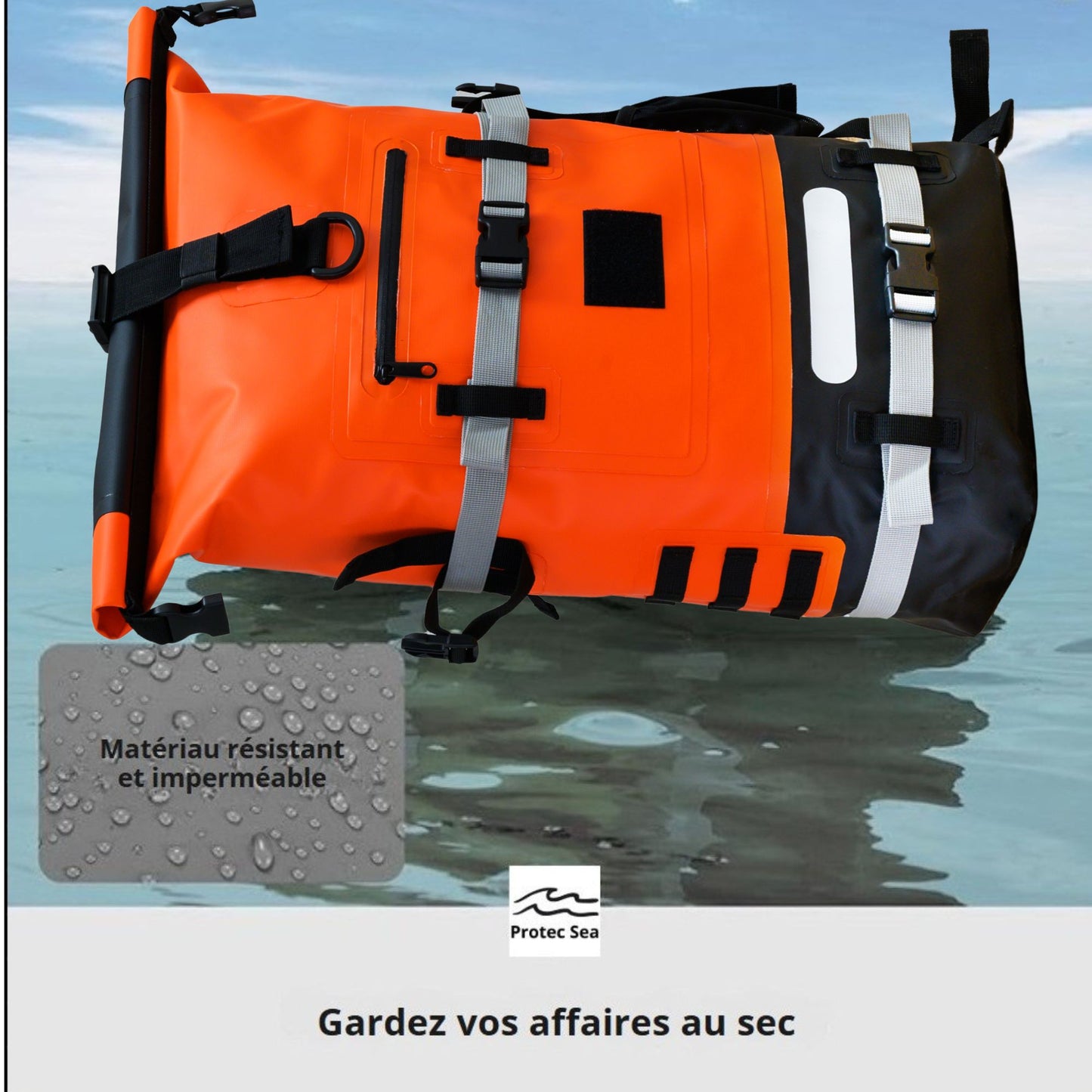 SAC OUTDOOR- WATERPROOF IPX6-ORANGE - NAUTISME /KAYAK/PADDLE/SPORT/OUTDOOR