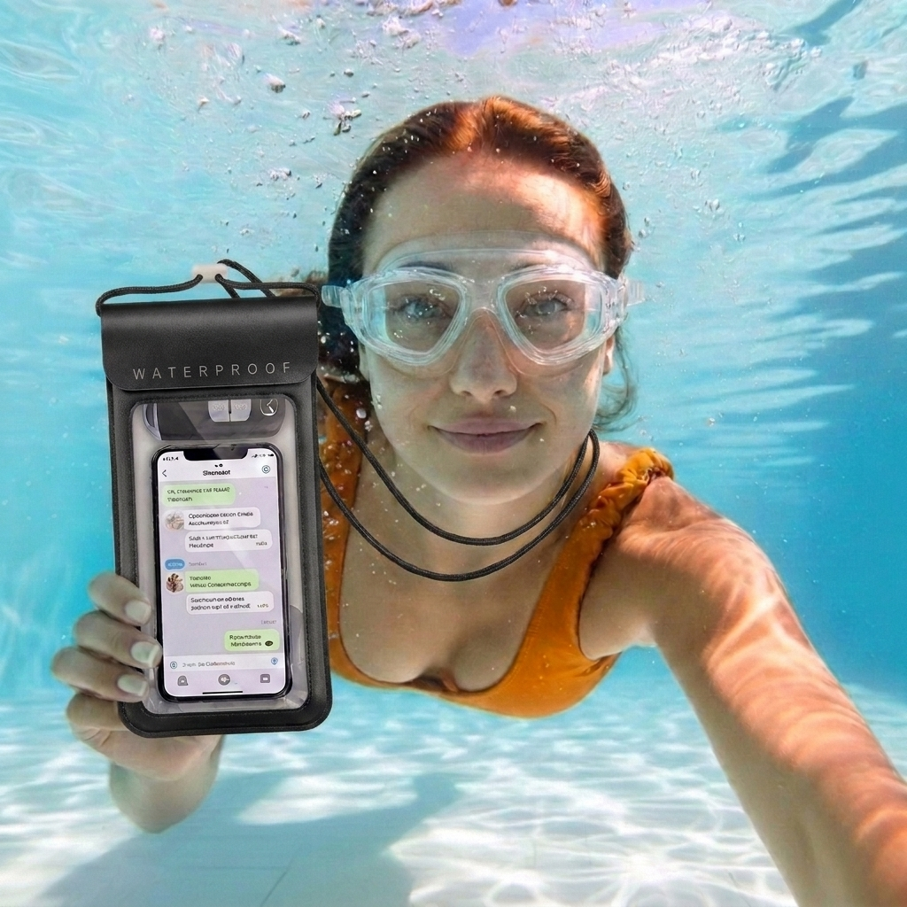 Pochette Étanche téléphone et clef- IPX8 waterproof 30 m – TPU Haute Résistance, Tactile & Photo – Tour de Cou / Bandoulière Réglable