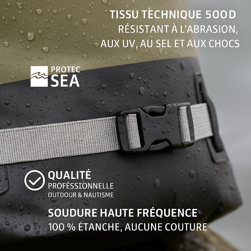 SAC ETANCHE IPX6 KAKI +POCHETTE Téléphone IPX8+ Écusson + 2 SANDOWS