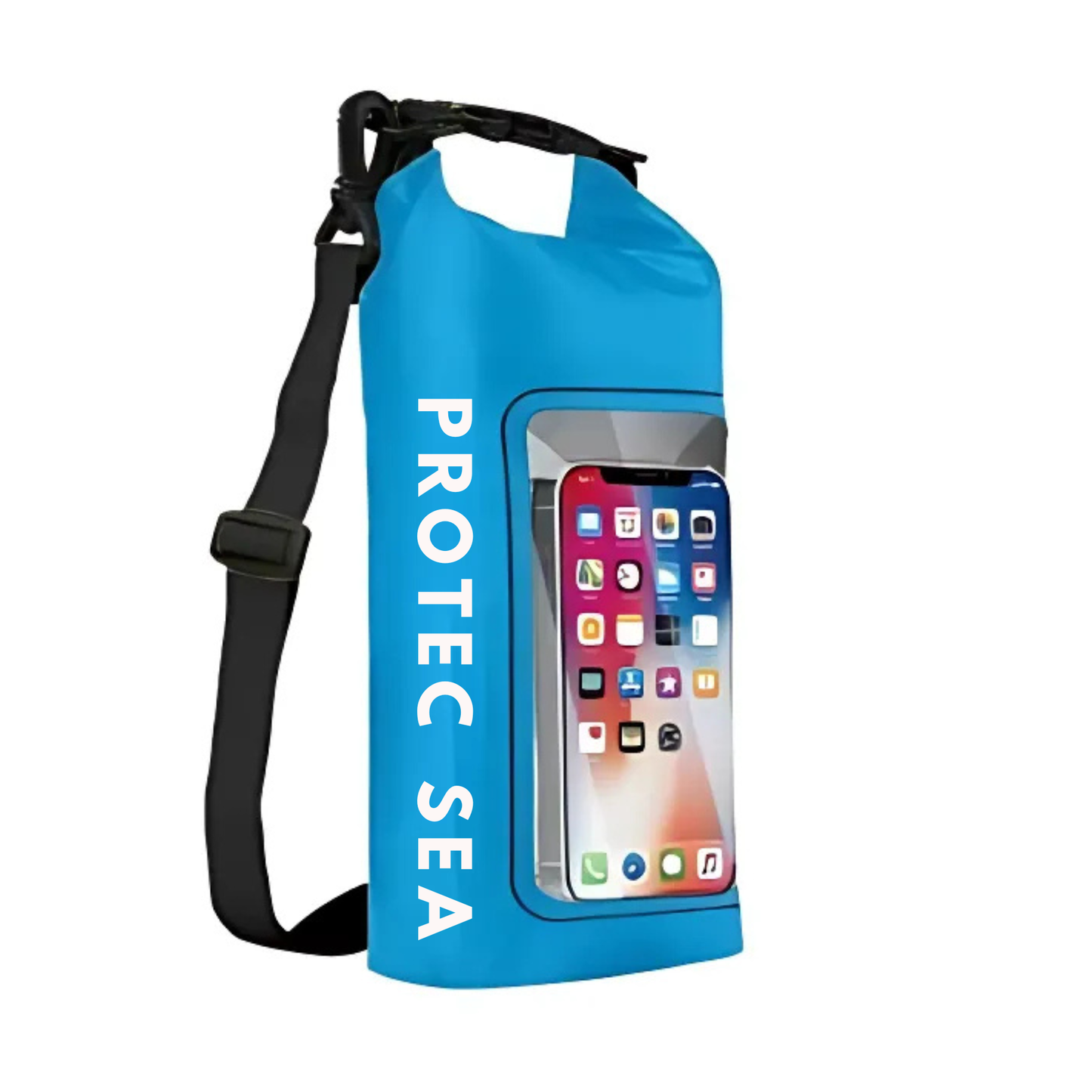 Pochette TACTILE étanche  - IPX6 2,5 L – 2 poches – poche smartphone, résistante, portage polyvalent outdoor et nautisme.