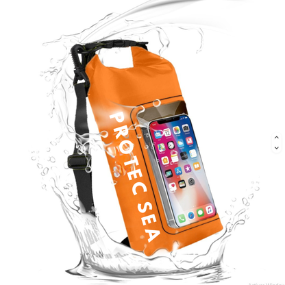 Pochette TACTILE étanche  - IPX6 2,5 L – 2 poches – poche smartphone, résistante, portage polyvalent outdoor et nautisme.