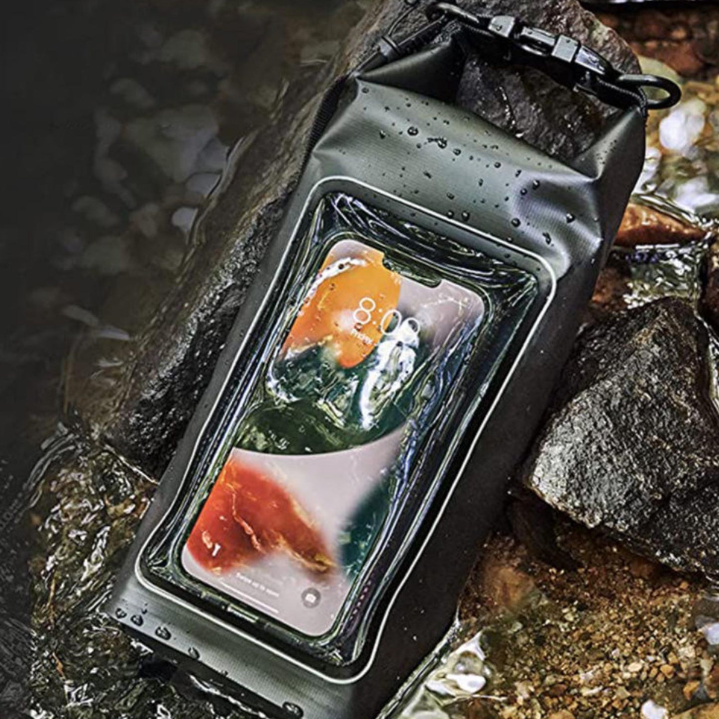 Pochette TACTILE étanche  - IPX6 2,5 L – 2 poches – poche smartphone, résistante, portage polyvalent outdoor et nautisme.