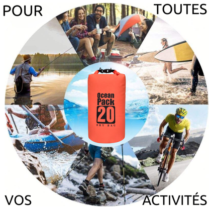 Sac étanche orange 20 L IPX6 –Sac Matelot / Grab Bag avec 2 sangles de portage