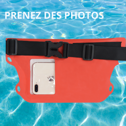🌊 Pochette étanche tactile Fermeture en ZINC anti-rouille 🔒 Téléphone & effets perso protégés.  Idéale paddle, kayak, longe-côte.