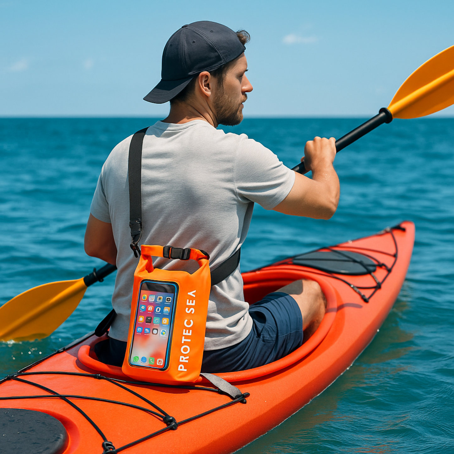 Pochette TACTILE étanche  - IPX6 2,5 L – 2 poches – poche smartphone, résistante, portage polyvalent outdoor et nautisme.