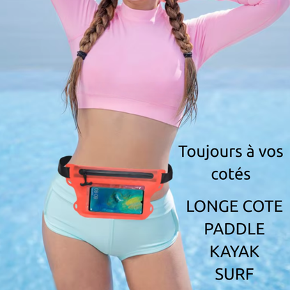 🌊 Pochette étanche tactile Fermeture en ZINC anti-rouille 🔒 Téléphone & effets perso protégés.  Idéale paddle, kayak, longe-côte.