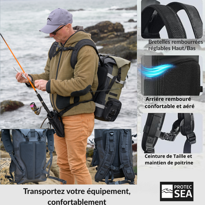 PACK SAC ETANCHE IPX6 KAKI +POCHETTE Téléphone IPX8+ Écusson + 2 SANDOWS
