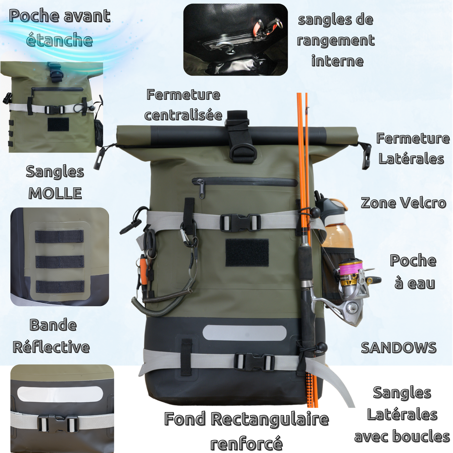 SAC DE PÊCHE IPX6 ETANCHE- PÊCHE / NAUTISME / OUTDOOR