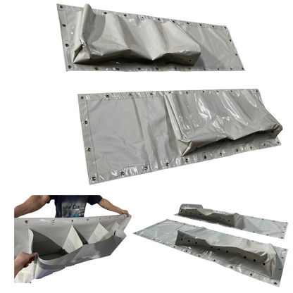 Cagnards protection voilier 150×50 cm – Paire | Fixation filière, 3 poches | PVC marin anti-UV, pare-vent & rangement sécurisé