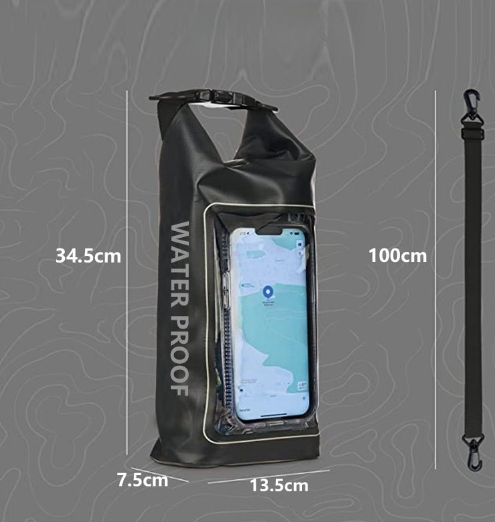 Pochette TACTILE étanche  - IPX6 2,5 L – 2 poches – poche smartphone, résistante, portage polyvalent outdoor et nautisme.