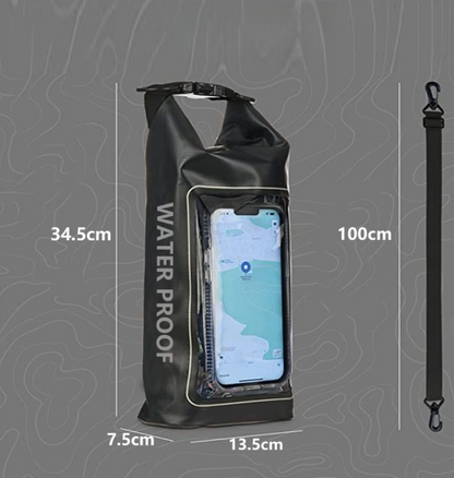 Pochette TACTILE étanche  - IPX6 2,5 L – 2 poches – poche smartphone, résistante, portage polyvalent outdoor et nautisme.