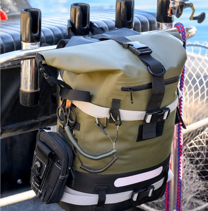 Sac étanche kaki IPX6 – Modulable de 20L à 40L, réglable H/L – Pêche, kayak, nautisme, chasse