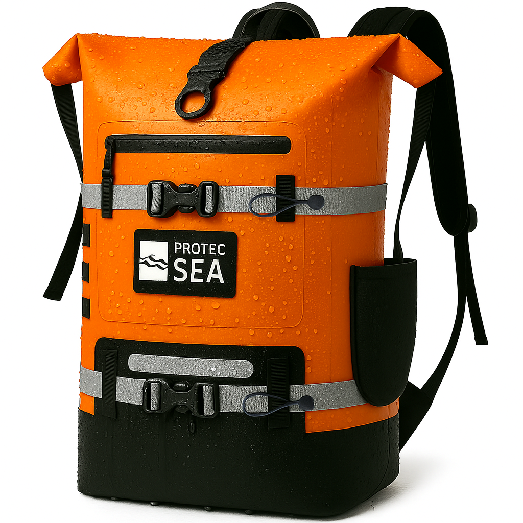 Sac étanche orange IPX6 – Modulable de 20L à 40L, réglable H/L – Kayak, paddle, plongée, chasse