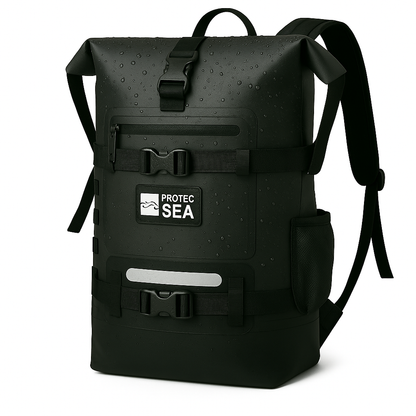 Sac à dos étanche IPX6 noir – Un seul sac réglable hauteur et largeur, modulable 20L à 40L – Cabine, randonnée, vélo, moto