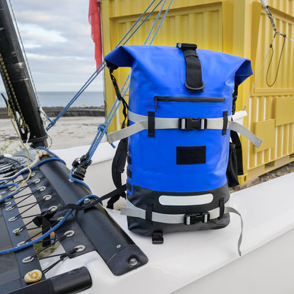Sac Étanche Réglable 20–40 L – Bleu IPX6 – Mer, bateau, voile, rando