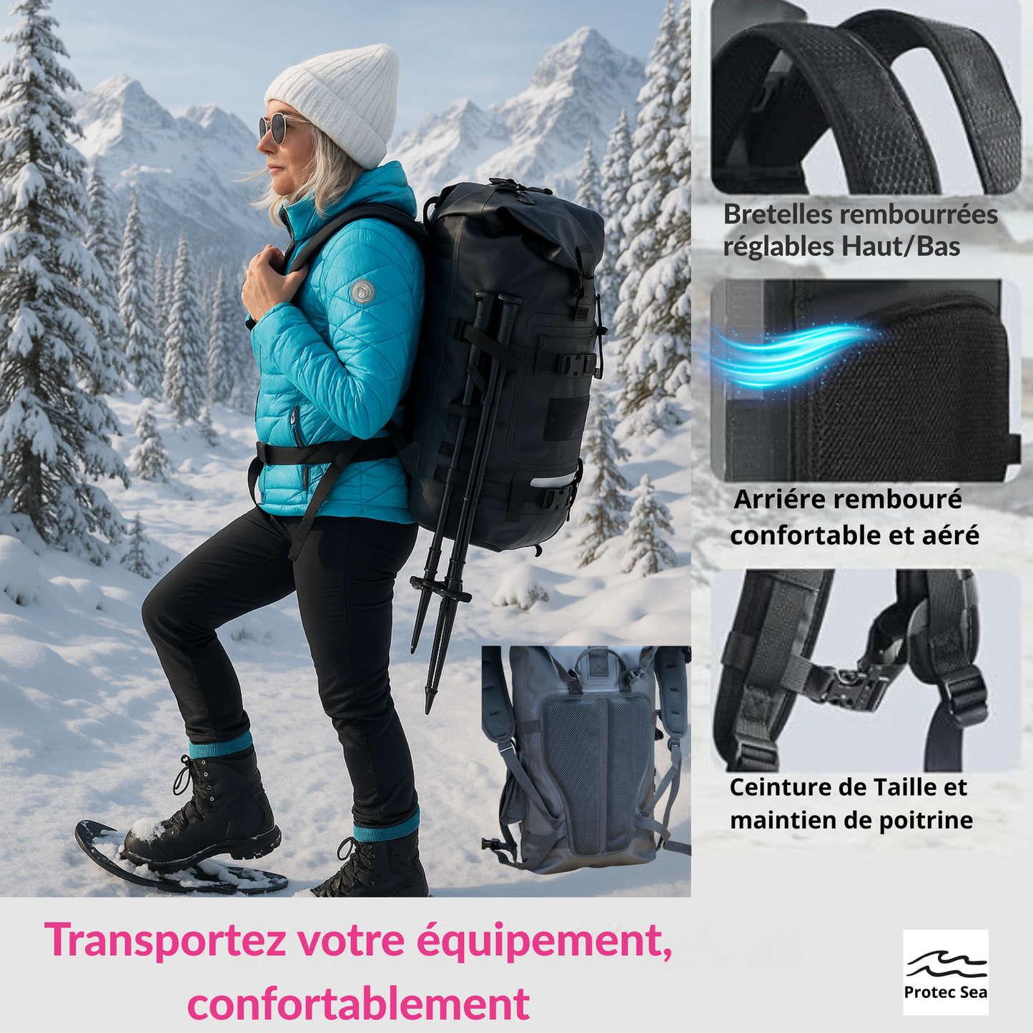 Sac à dos étanche IPX6 noir – 20–40 L – Fusion sac étanche & sac à dos