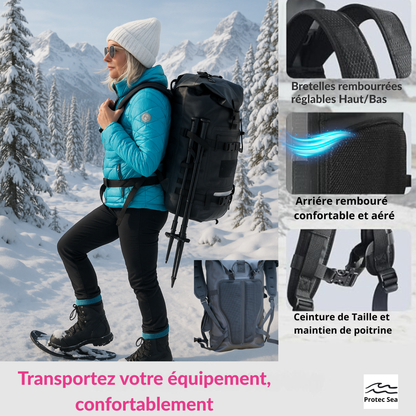 Sac à dos étanche IPX6 noir – 20–40 L – Fusion sac étanche & sac à dos