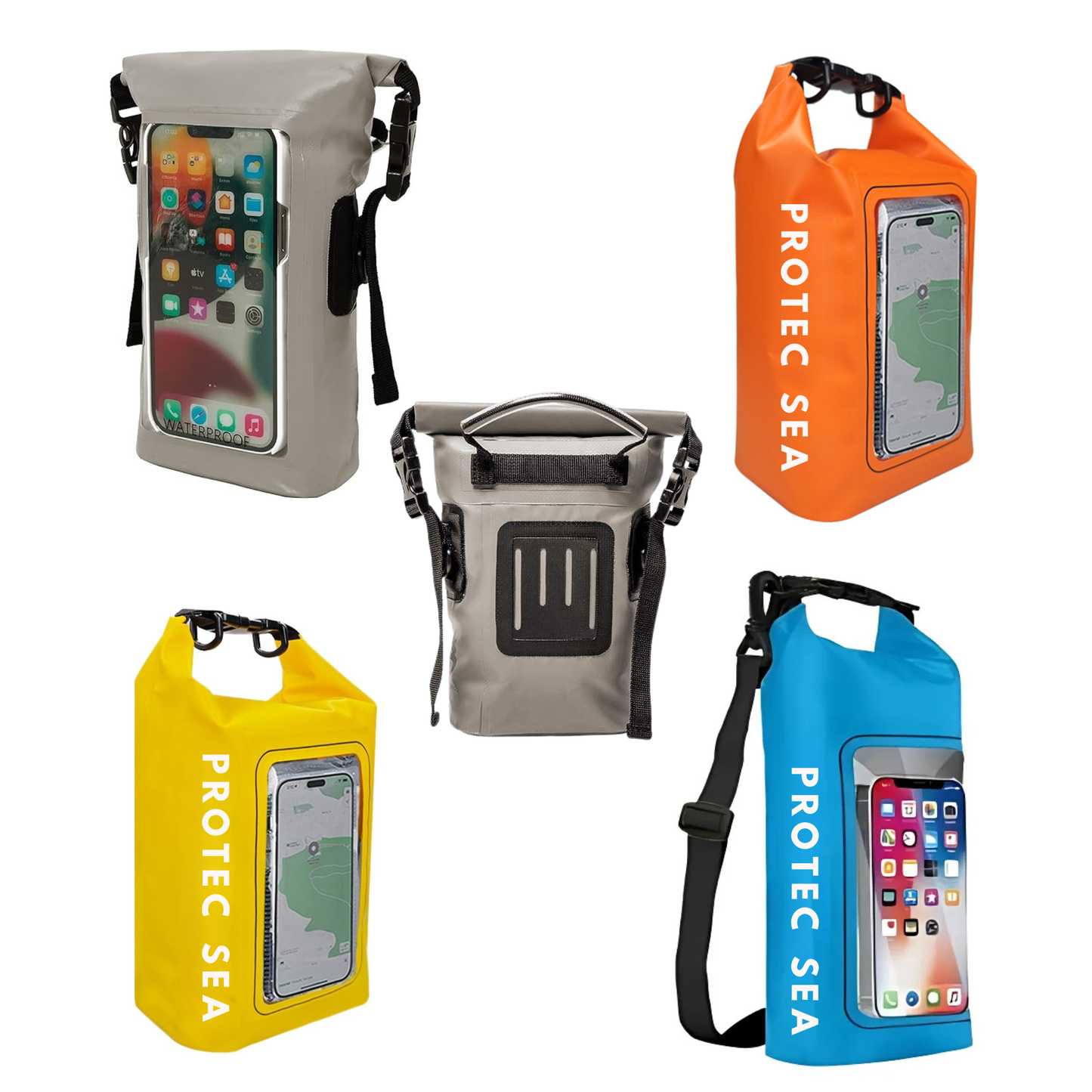 Pochette TACTILE étanche  - IPX6 2,5 L – 2 poches – poche smartphone, résistante, portage polyvalent outdoor et nautisme.