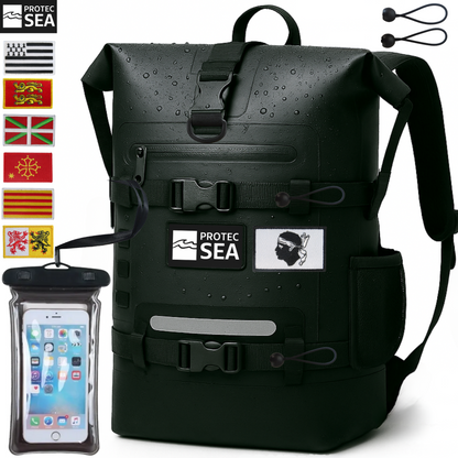 PACK SAC IPX6 Full Black + Ecusson Régional+ Pochette Télphone IPX8 étanche+ 2 Sandows
