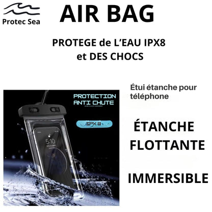 POCHETTE TELEPHONE IPX8 , ETANCHE ,  Protection contre l'eau et les chocs AIRBAG .