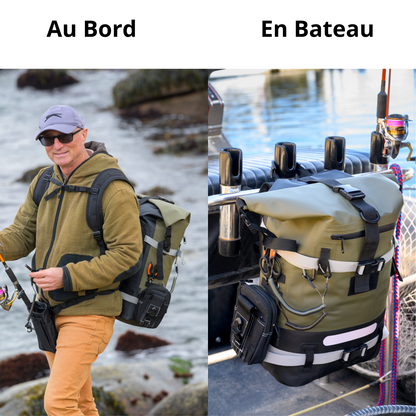 PACK SAC ETANCHE IPX6 KAKI +POCHETTE Téléphone IPX8+ Écusson + 2 SANDOWS