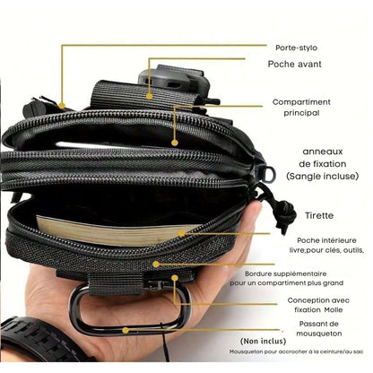 Pochette tactique Protec Sea – Ceinture et Bandouilére- Fixation MOLLE | Rangement déperlante & robuste | se fixe sur tout support