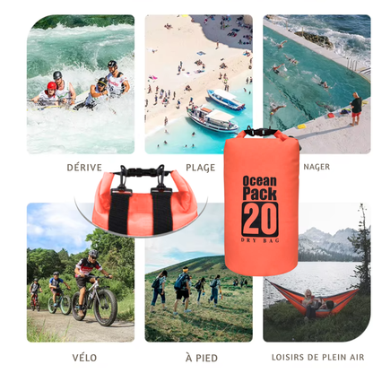 Sac étanche orange 20 L IPX6 –Sac Matelot / Grab Bag avec 2 sangles de portage