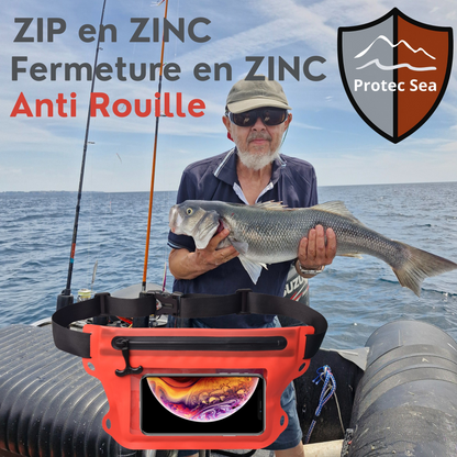🌊 Pochette étanche IPX6 tactile orange – Zip en ZINC anti-corrosion 🔒 Téléphone & essentiels protégés