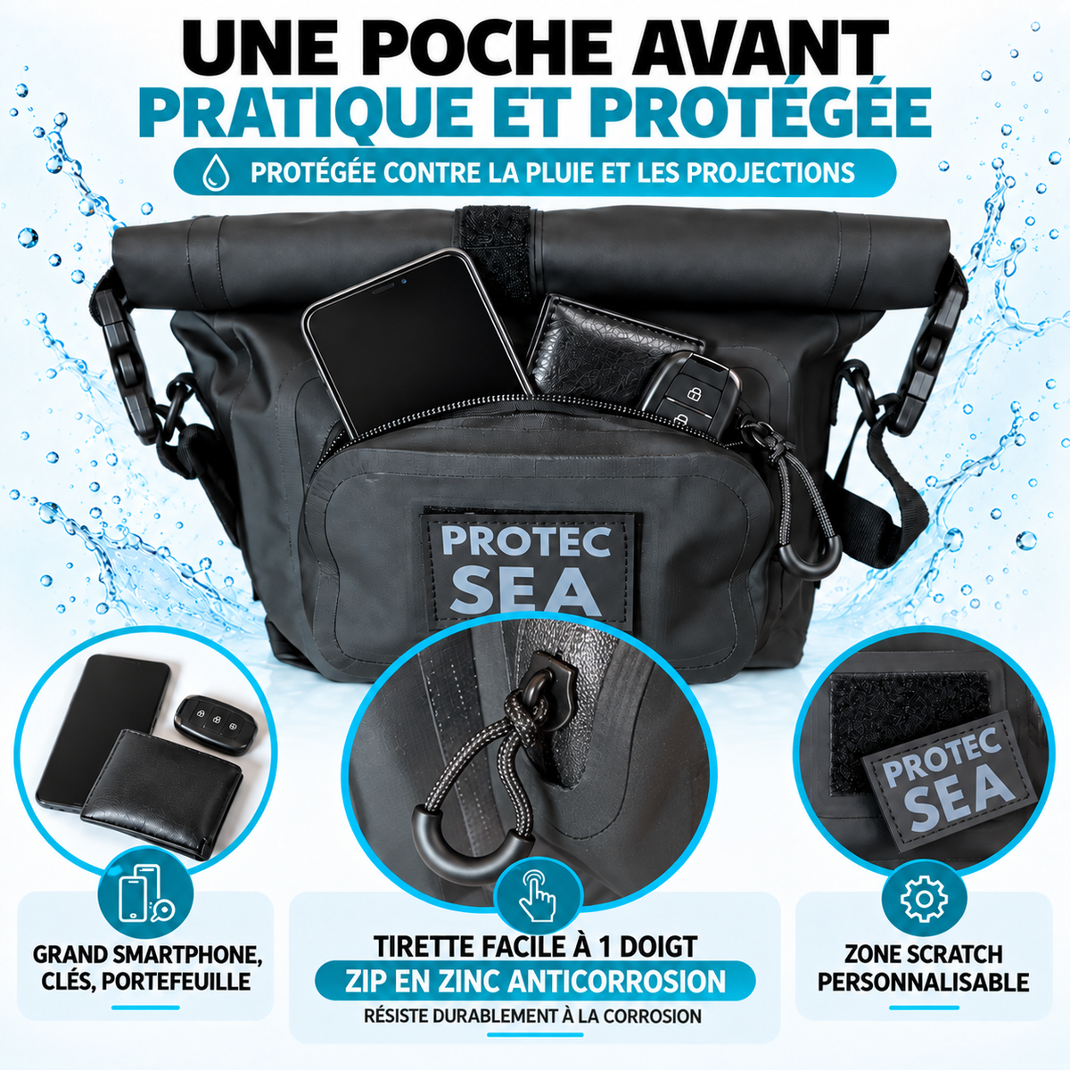 Sacoche étanche IPX6 4L Protec Sea – Sac à main étanche, vélo, moto, nautisme