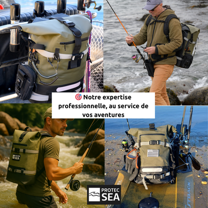 PACK SAC ETANCHE IPX6 KAKI +POCHETTE Téléphone IPX8+ Écusson + 2 SANDOWS